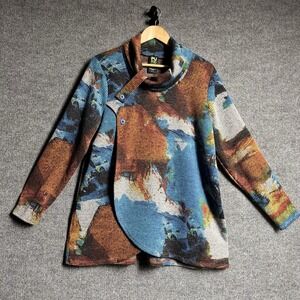 Pure Essence Tunic Top XL Abstract Cowl Neck Lagenlook Art to Wear Asymmetrical